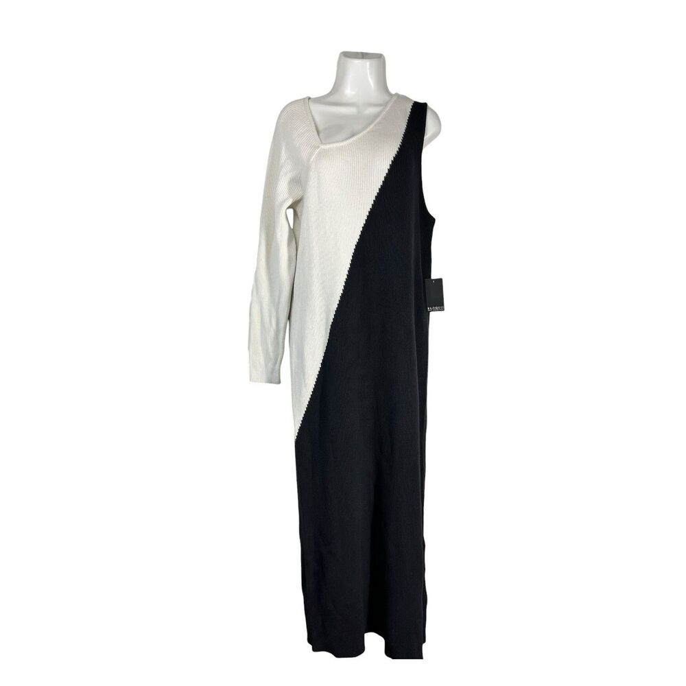 Eloquii Dress Size 18 Colorblock Ribbed Sweater Asymmetric One Shoulder Midi NWT